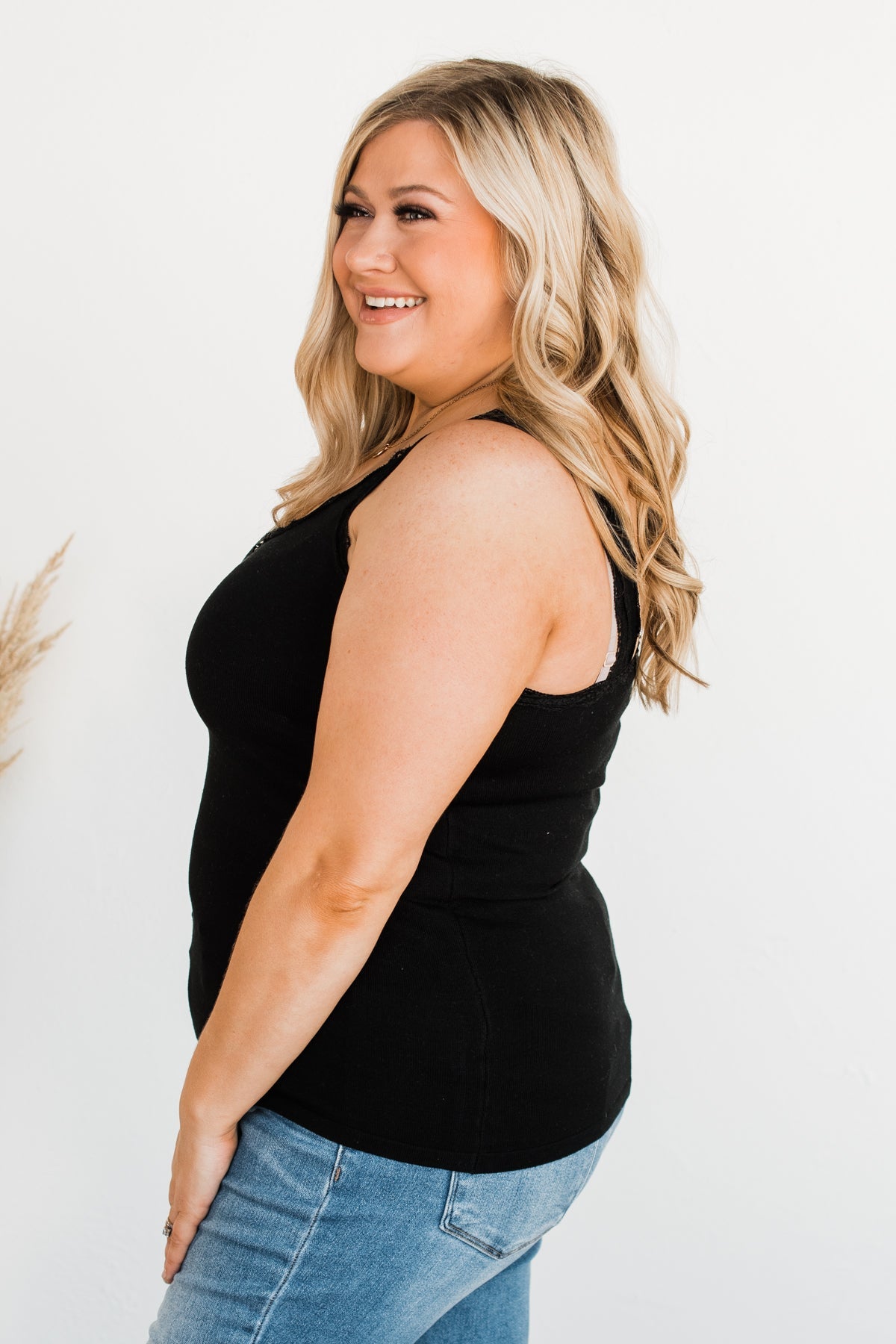 Life Is Too Short Lace Tank Top- Black