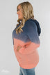 Long Sleeve Ombré Hoodie- Navy & Peach