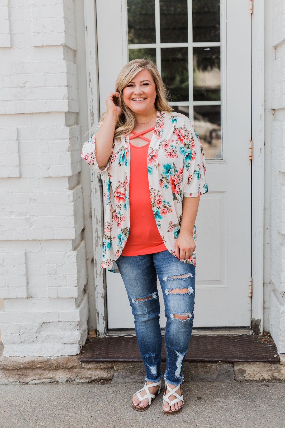Effortless Beauty Floral Kimono- Ivory