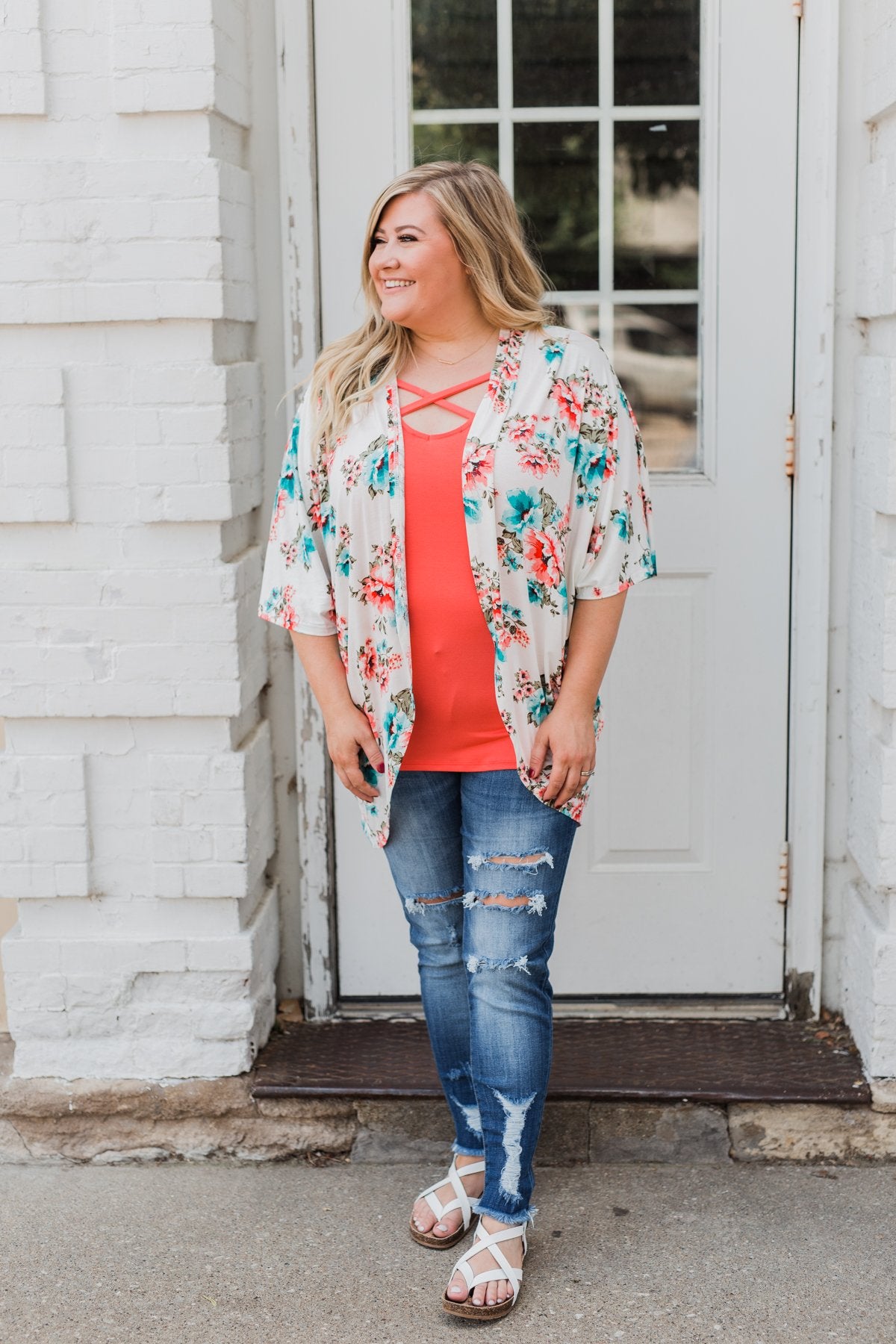 Effortless Beauty Floral Kimono- Ivory