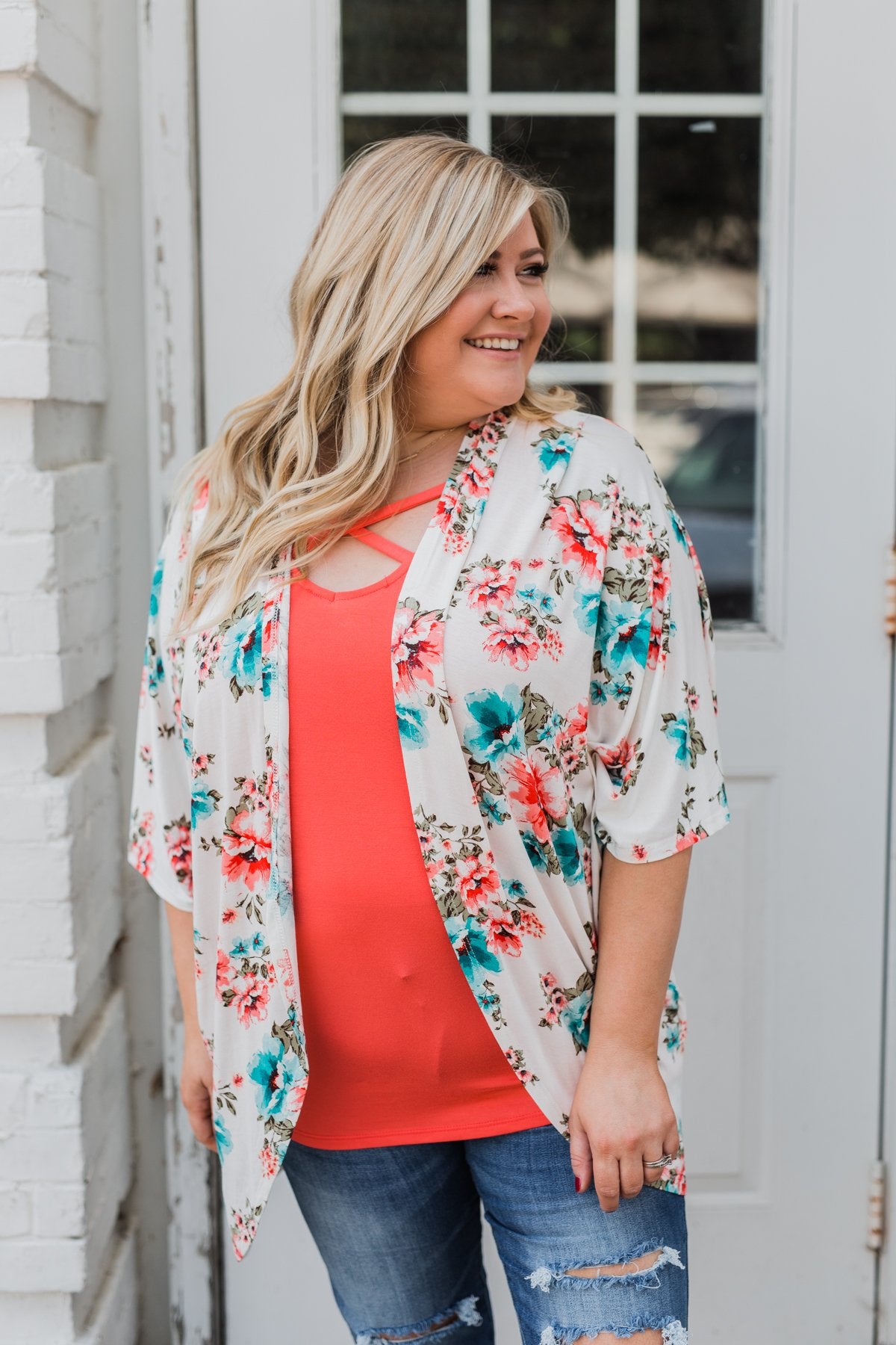 Effortless Beauty Floral Kimono- Ivory
