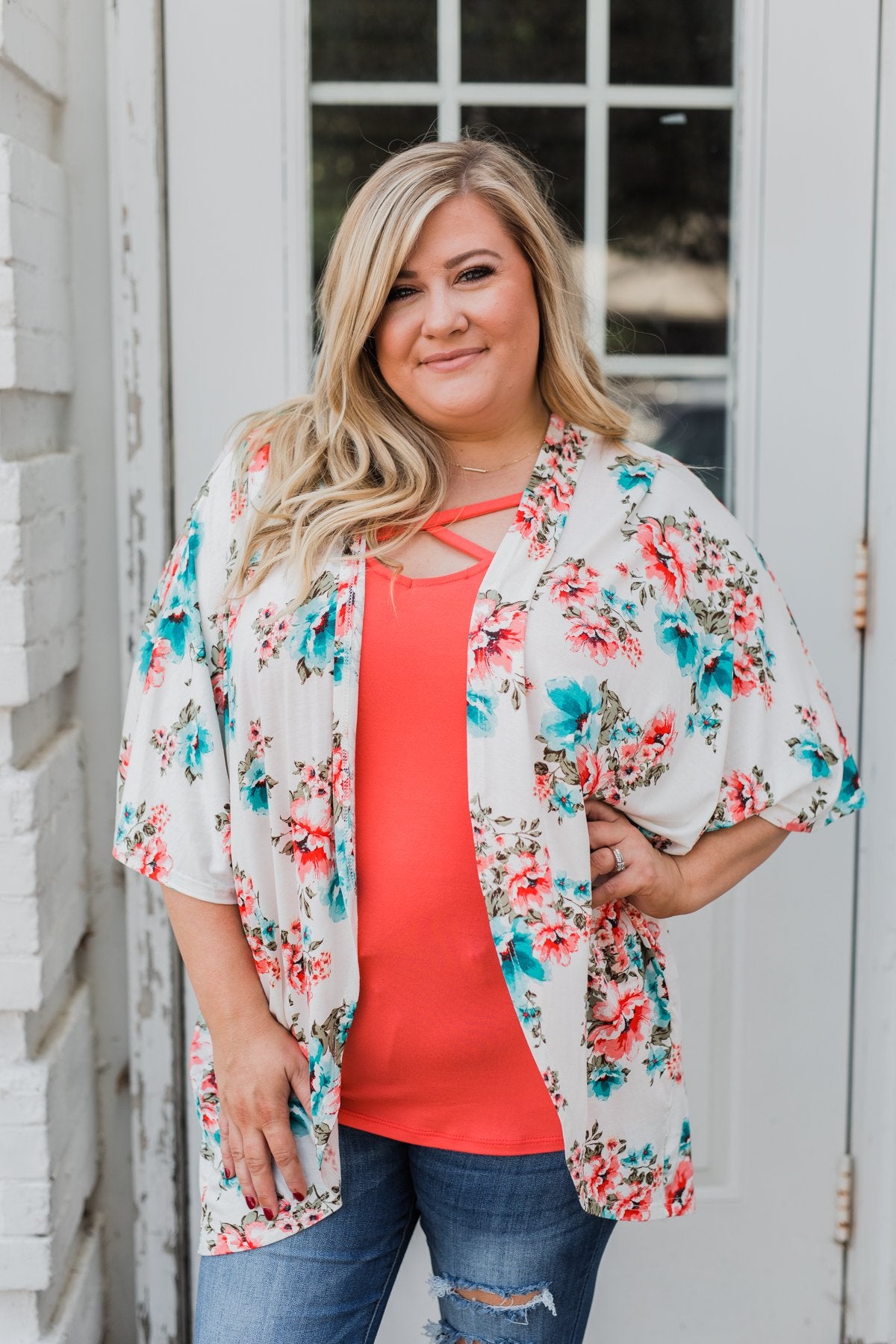 Effortless Beauty Floral Kimono- Ivory