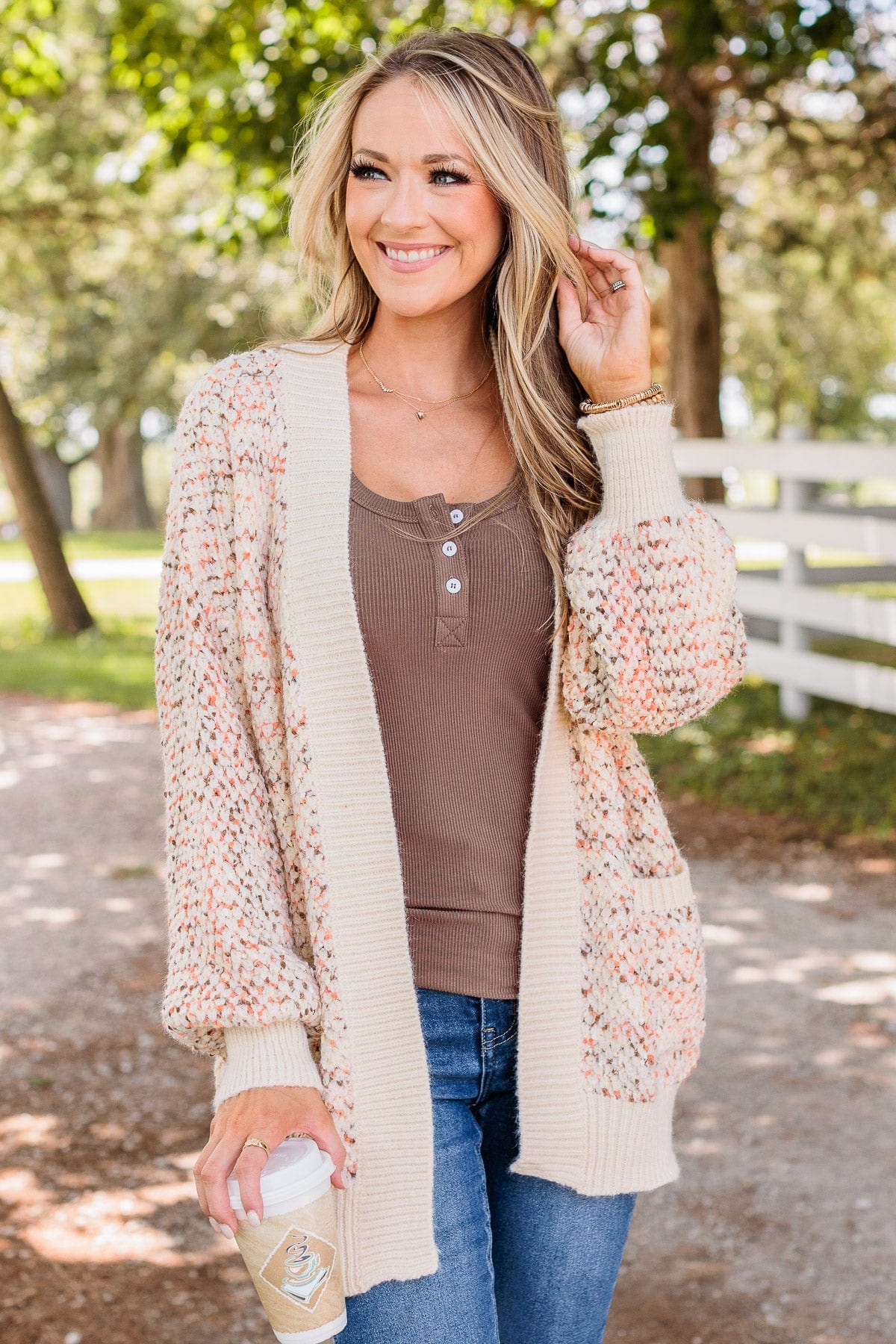 Blush popcorn cardigan top