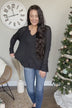 There You Go Again Thermal Notch Top- Black