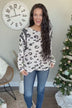 Living In The Moment Thermal Knit Top- Charcoal & Ivory