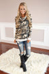 Camo Cowl Neck Top