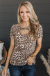 One Day Soon Cutout Top- Leopard