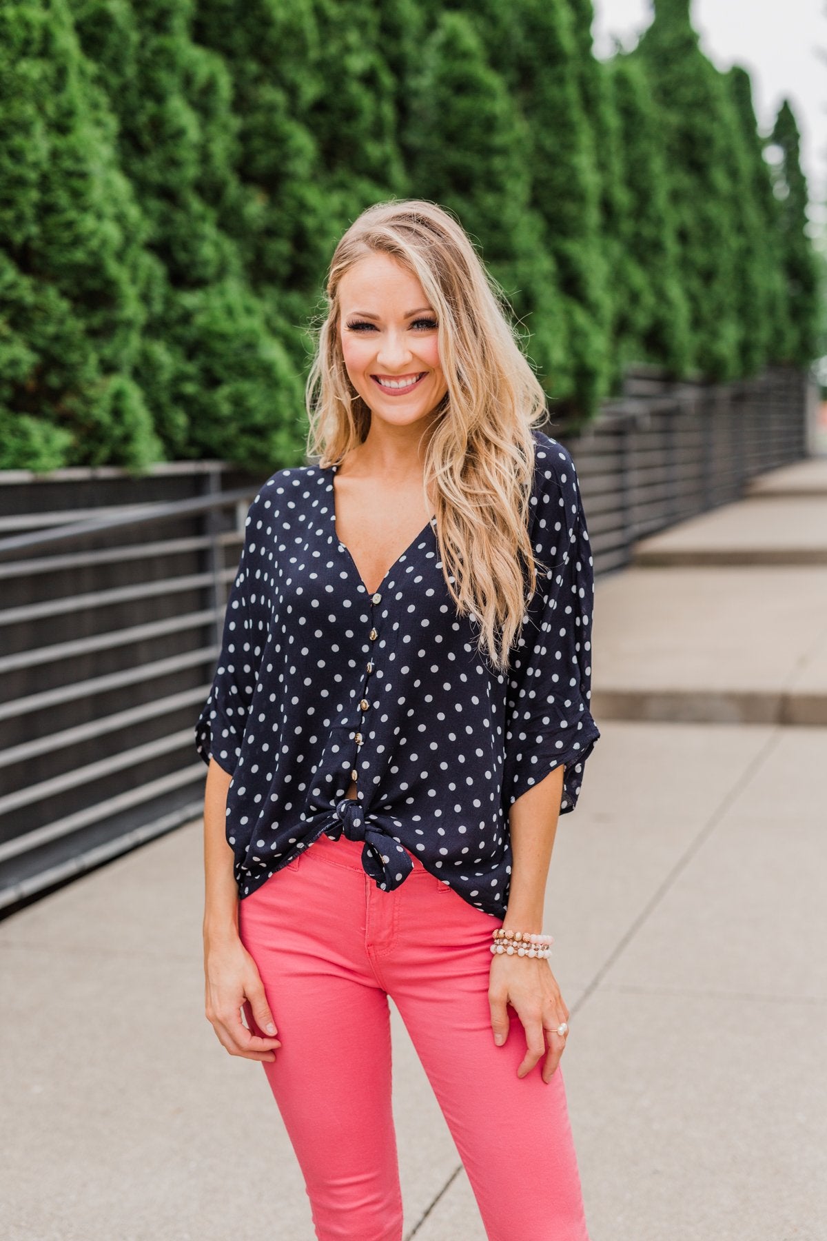boohoo polka dot blouse