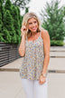 Be My Baby 3 Button Floral Babydoll Tank Top- Sage