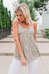 Be My Baby 3 Button Floral Babydoll Tank Top- Sage