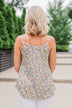 Be My Baby 3 Button Floral Babydoll Tank Top- Sage