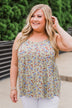 Be My Baby 3 Button Floral Babydoll Tank Top- Sage