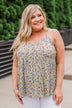 Be My Baby 3 Button Floral Babydoll Tank Top- Sage
