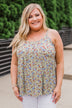 Be My Baby 3 Button Floral Babydoll Tank Top- Sage