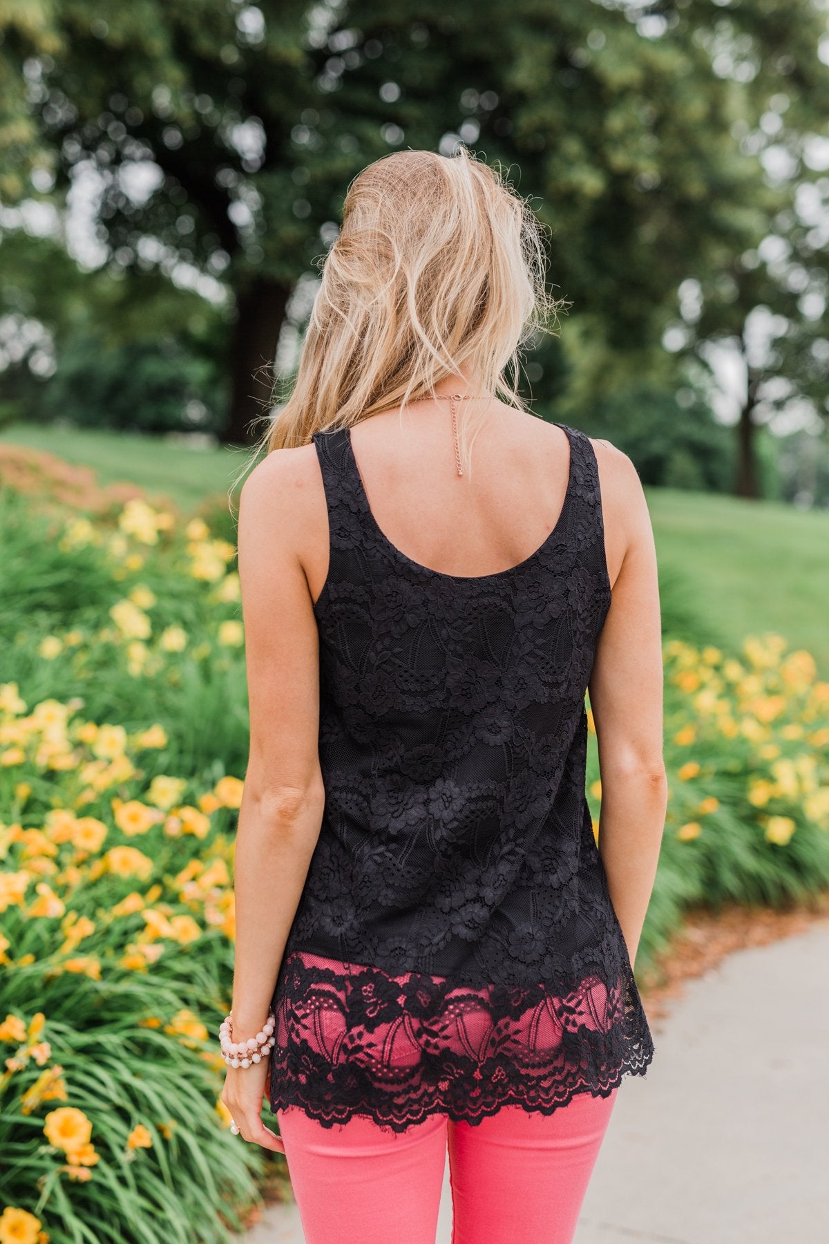 Perfect Moments Lace Tank Top- Black