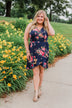 Let Me Love You Floral Wrap Dress- Navy