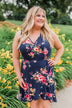 Let Me Love You Floral Wrap Dress- Navy