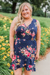 Let Me Love You Floral Wrap Dress- Navy