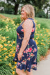 Let Me Love You Floral Wrap Dress- Navy
