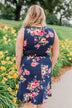 Let Me Love You Floral Wrap Dress- Navy