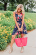 Let Me Love You Floral Wrap Dress- Navy