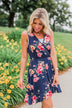Let Me Love You Floral Wrap Dress- Navy