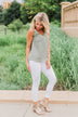Feel My Love Lace Trimmed Tank Top- Olive