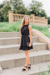 Chasing Happiness Halter Ruffle Dress- Black
