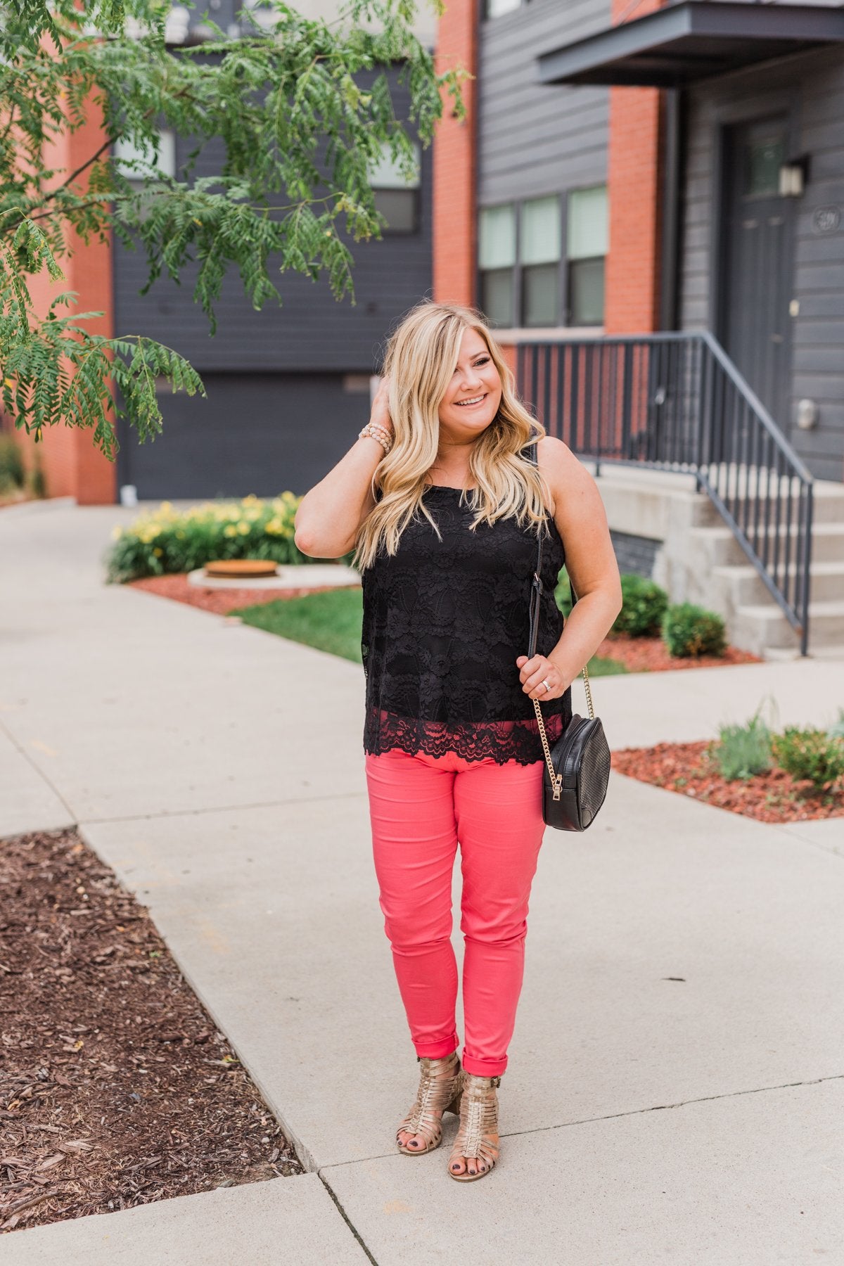 Perfect Moments Lace Tank Top- Black