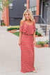 Feels Like Electricity Striped Maxi Dress- Rust