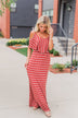 Feels Like Electricity Striped Maxi Dress- Rust