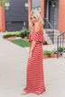 Feels Like Electricity Striped Maxi Dress- Rust