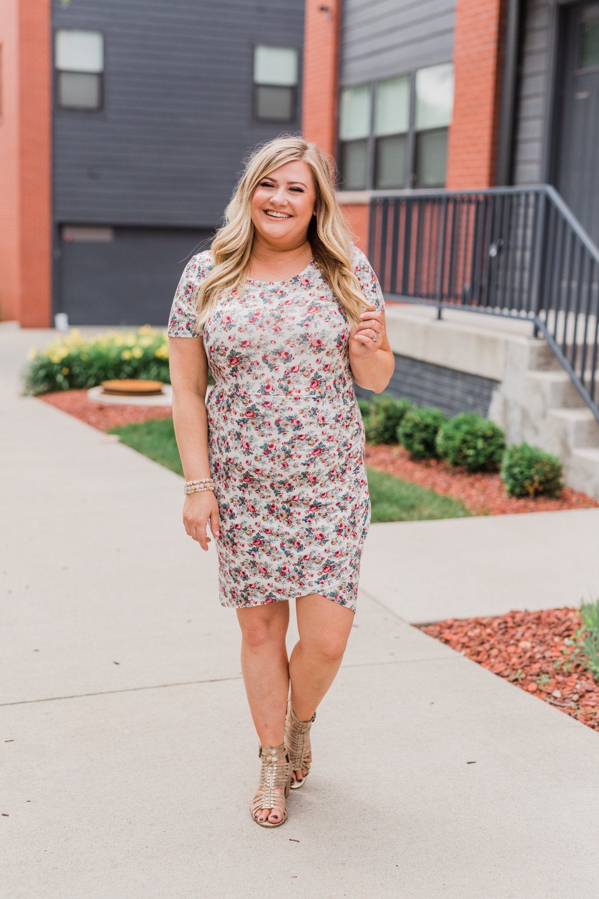 Floral Take Me Away Short Sleeve Dress- Off White