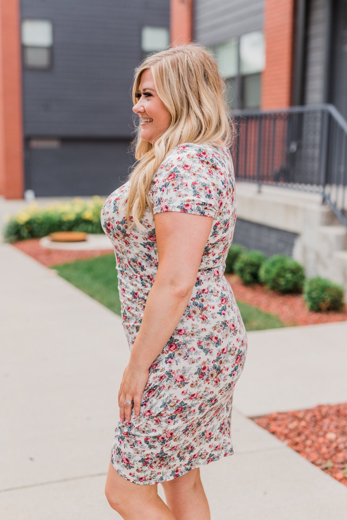 Floral Take Me Away Short Sleeve Dress- Off White
