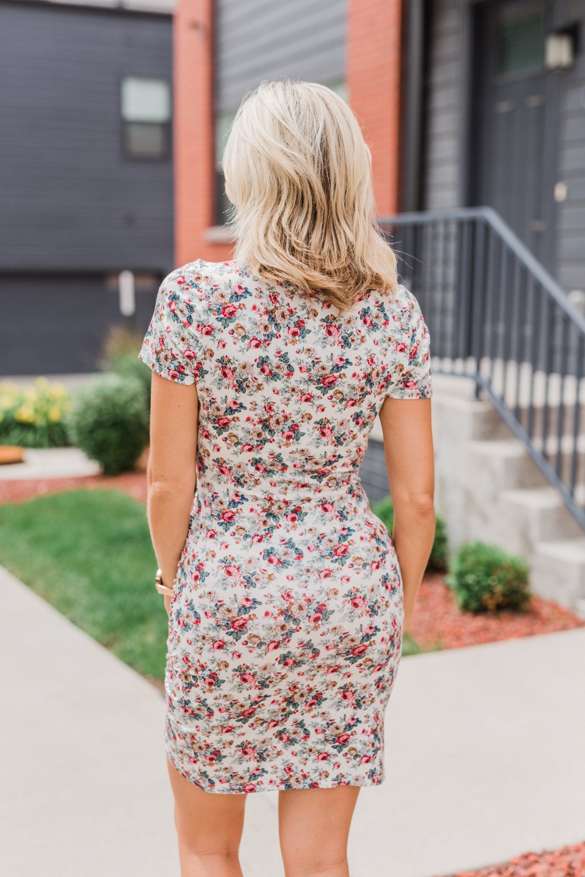 Floral Take Me Away Short Sleeve Dress- Off White