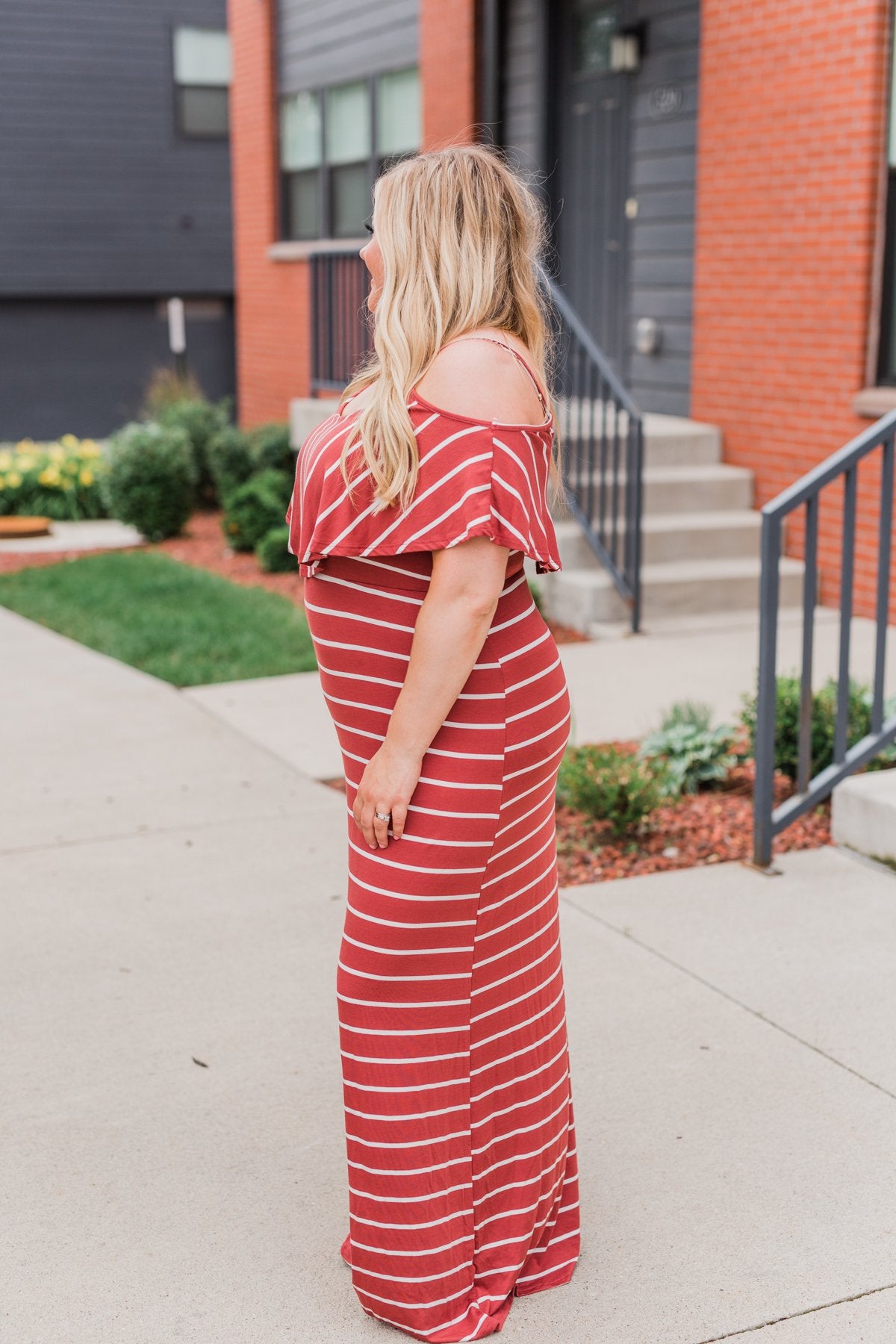 Feels Like Electricity Striped Maxi Dress- Rust