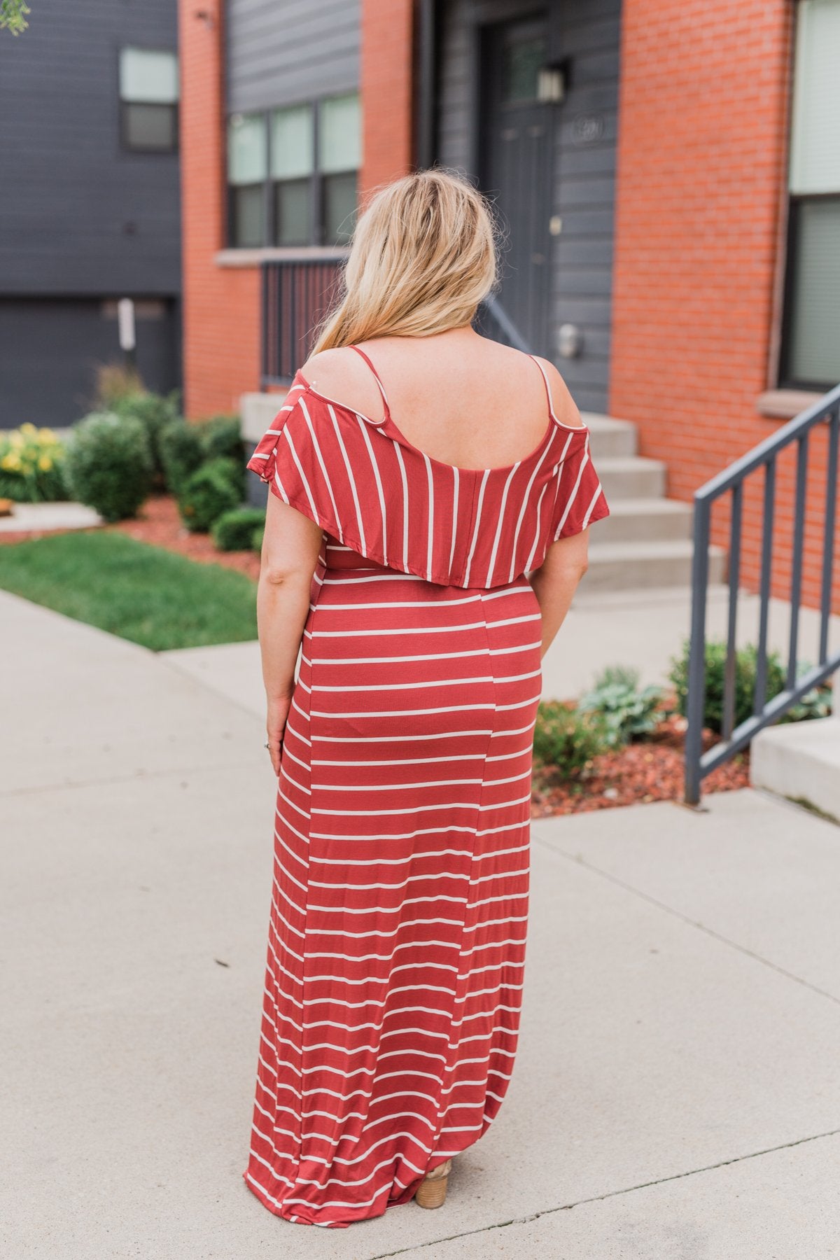 Feels Like Electricity Striped Maxi Dress- Rust