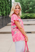 Lovely Lady Floral Short Sleeve Top- Pink