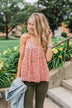 Be My Baby 3 Button Floral Babydoll Tank Top- Pink