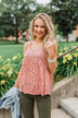 Be My Baby 3 Button Floral Babydoll Tank Top- Pink