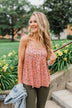 Be My Baby 3 Button Floral Babydoll Tank Top- Pink
