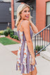 Call Me Cute Striped Floral Dress- Ivory & Dusty Blue