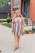 Call Me Cute Striped Floral Dress- Ivory & Dusty Blue