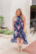 What if I Stay Hi-Lo Floral Maxi Dress- Navy