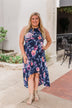 What if I Stay Hi-Lo Floral Maxi Dress- Navy