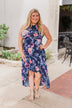 What if I Stay Hi-Lo Floral Maxi Dress- Navy