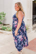 What if I Stay Hi-Lo Floral Maxi Dress- Navy