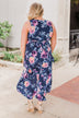 What if I Stay Hi-Lo Floral Maxi Dress- Navy