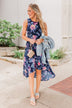 What if I Stay Hi-Lo Floral Maxi Dress- Navy