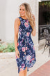 What if I Stay Hi-Lo Floral Maxi Dress- Navy